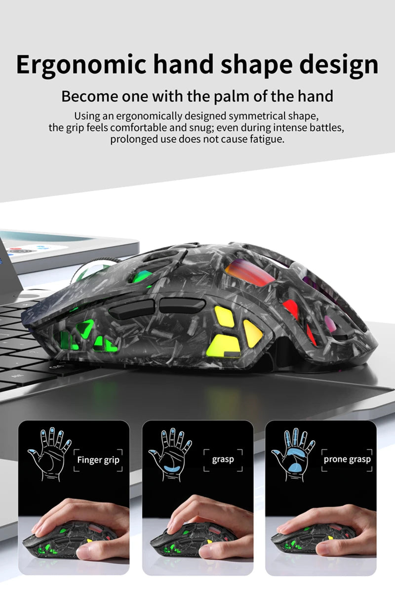 Лека геймърска мишка Lenovo Tri-Mode с RGB зарядна докинг станция 12000DPI 2.4G/Bluetooth/кабелна ергономична мишка за PC и лаптоп