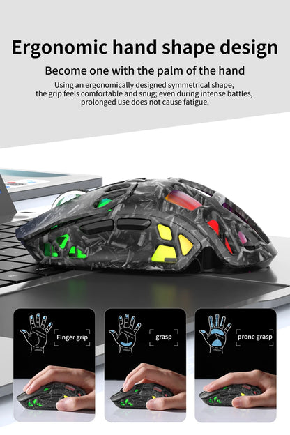 Лека геймърска мишка Lenovo Tri-Mode с RGB зарядна докинг станция 12000DPI 2.4G/Bluetooth/кабелна ергономична мишка за PC и лаптоп