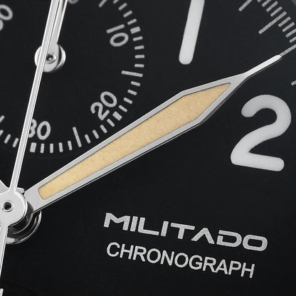 Militado ML1868KF Retro VK67 Quartz Chronograph Watch Stainless Steel Case 3 Dial Waterproof 100M  Multifunction Military Watch