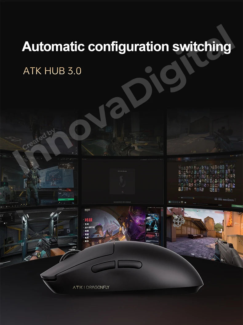 Mouse da gaming wireless ATK Dragonfly A9 Ultimate A9 Air PAW3950 ultraleggero ergonomico per e-sport FPS Gamer CSGO A9 Ultra