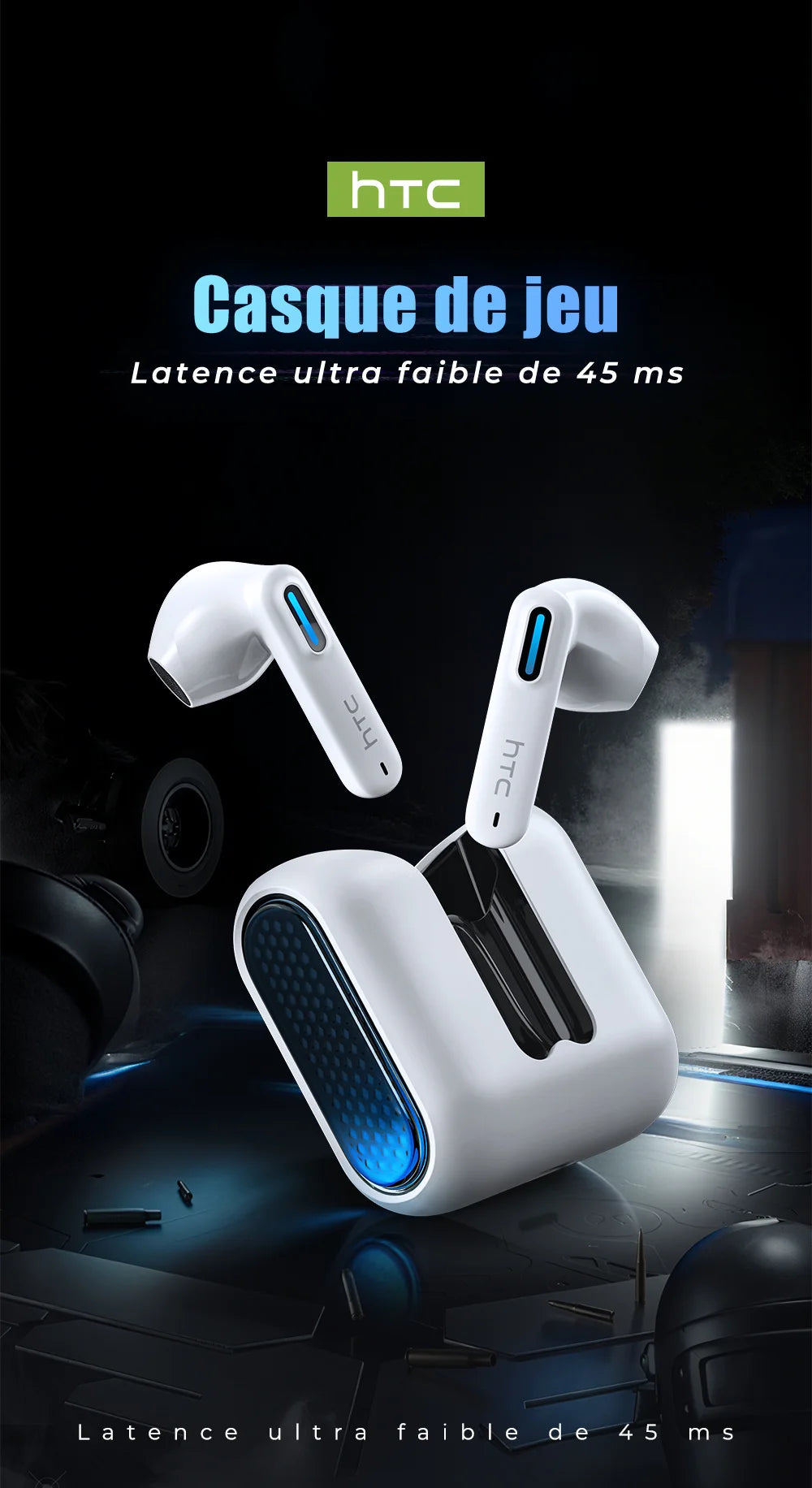 HTC NE49 6.0 True Wireless Earbuds Gaming HiFi Deep Bass Lightweight Cool Design IPX5 Waterproof Choice