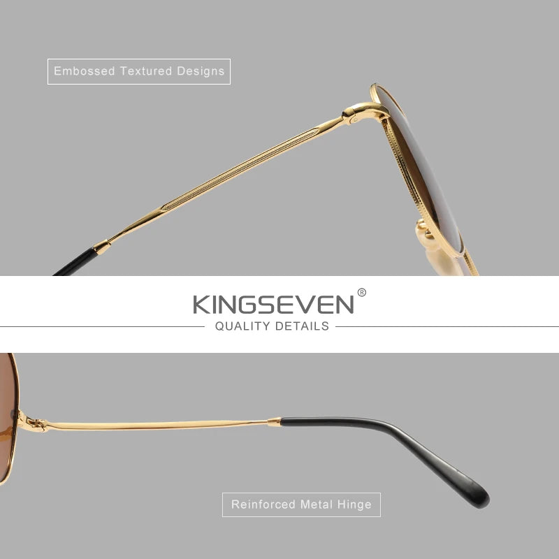 Ochelari de soare KINGSEVEN Pilot Alloy, polarizați, UV400, antireflex, cu ramă integrală, lentile Parsnip, pentru femei, ochelari retro de lux