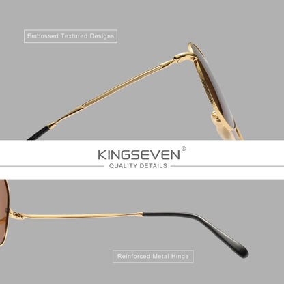 Ochelari de soare KINGSEVEN Pilot Alloy, polarizați, UV400, antireflex, cu ramă integrală, lentile Parsnip, pentru femei, ochelari retro de lux