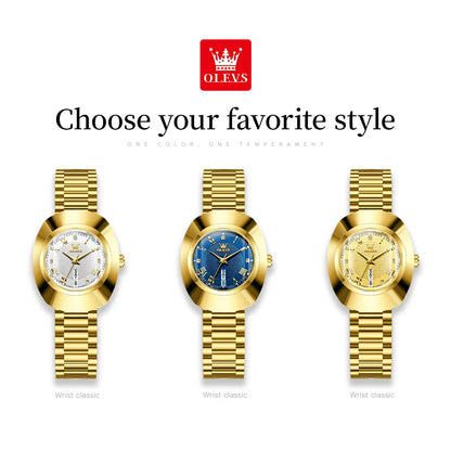 OLEVS Watch Luxury Woman Elegant Quartz Watch Scale Waterproof Luminous Automatic Week Date Ladies Watch Fashion Dress 7008