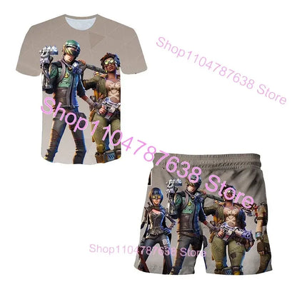2PCS Suits F-Fortnited Victory 3D T-shirt Shorts Kids Tops Girls Boys Battle Royale Clothes Harajuku Tees Hero Children T Shirt