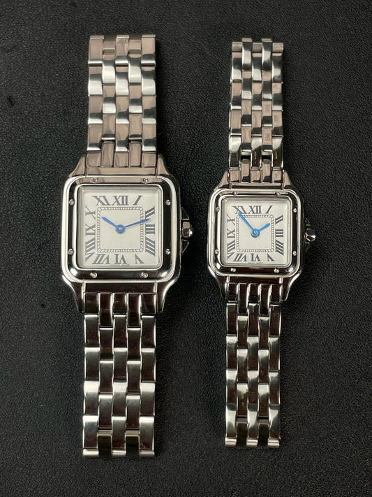 Classic retro square quartz watch with Roman numerals couple watch luxury men's and women's watch stainless steel trendy gift