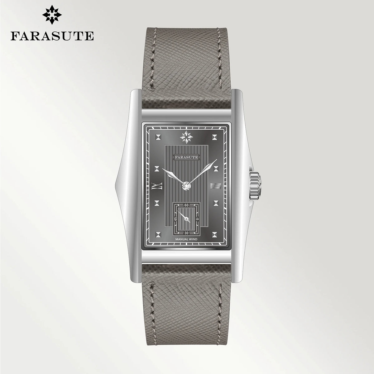 FARASUTE Creative Manual Square Customized Mechanical Movement Watch Men Luxury Sapphire Glass Small Second Wristwatches reloj