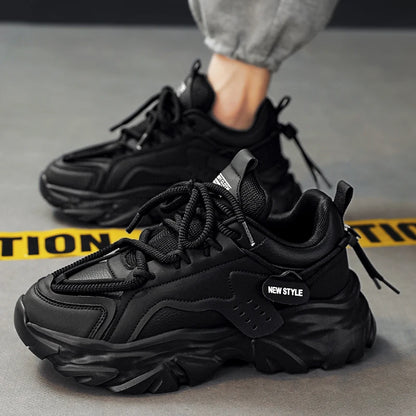 Men's shoes, seasonal leather trend, soft sole, sports running shoes, campus style, casual and versatile, fashionable dad shoes