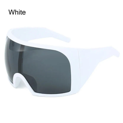 Ochelari de soare futuristici cu ramă învelitoare, lentile curbate Rave, protecție UV400, ochelari de soare supradimensionați Y2K pentru femei și bărbați