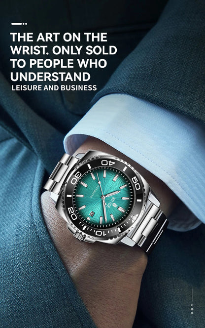 RUIGE Fashion Men's Fully Automatic Mechanical Watch Stainless Steel Calendar Men's Night Light Waterproof Versatile Watch