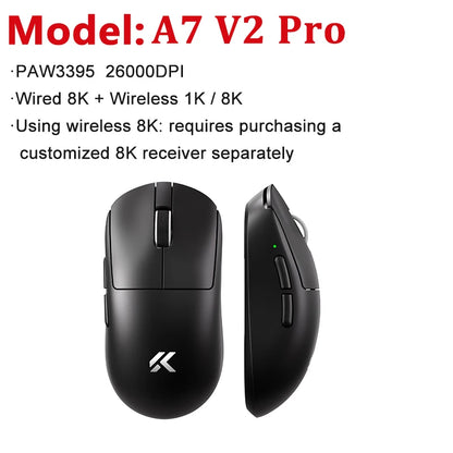 MCHOSE A7 V2 Ultra / Pro lätt trådlös gamingmus Dual 8000Hz PAW3950 TI 42000DPI för PC och e-sportspelare