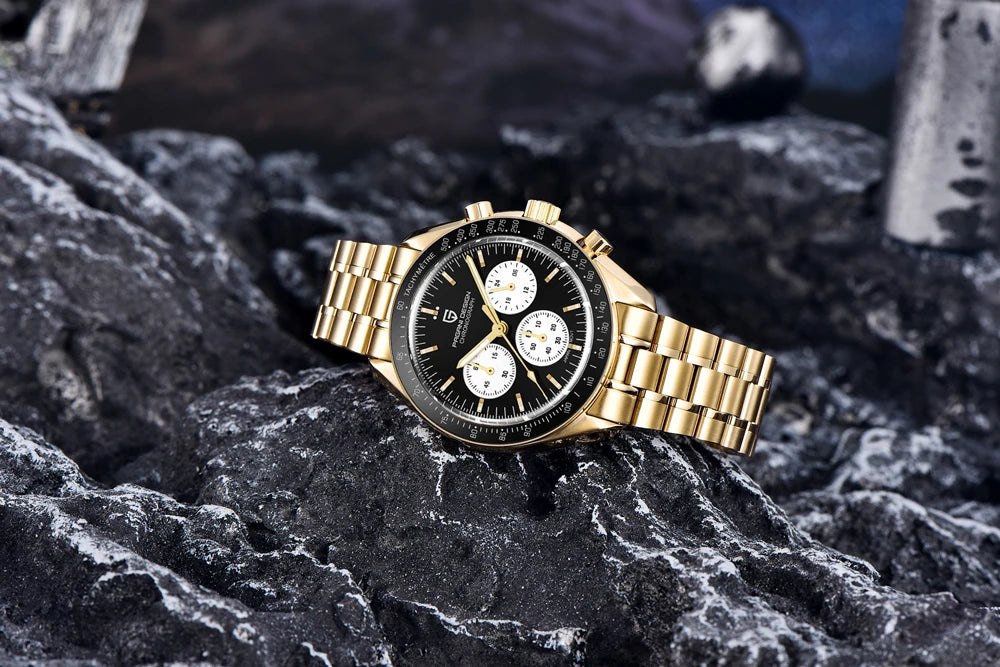 PAGANI DESIGN Moon Men's Watches Gold Luxury Quartz Watch Men Speed Sports Chronograph AR Sapphire Waterproof Luminous Man Gift