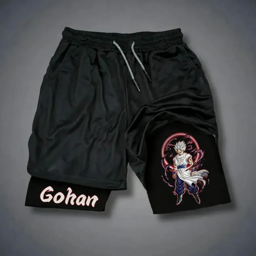 Dragon Ball Goku Unisex Harajuku Anime Printed 2026 Summer New Product Loose Sports Breathable Quick Drying Double Layer Shorts, Produit gaming premium Fraquane
