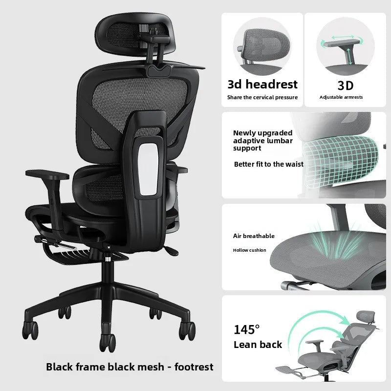 UVR Office Chair Sedentary Comfortable Reclining Stool Ergonomic Design Armchair Swivel Adjustable Computer Gaming Chair