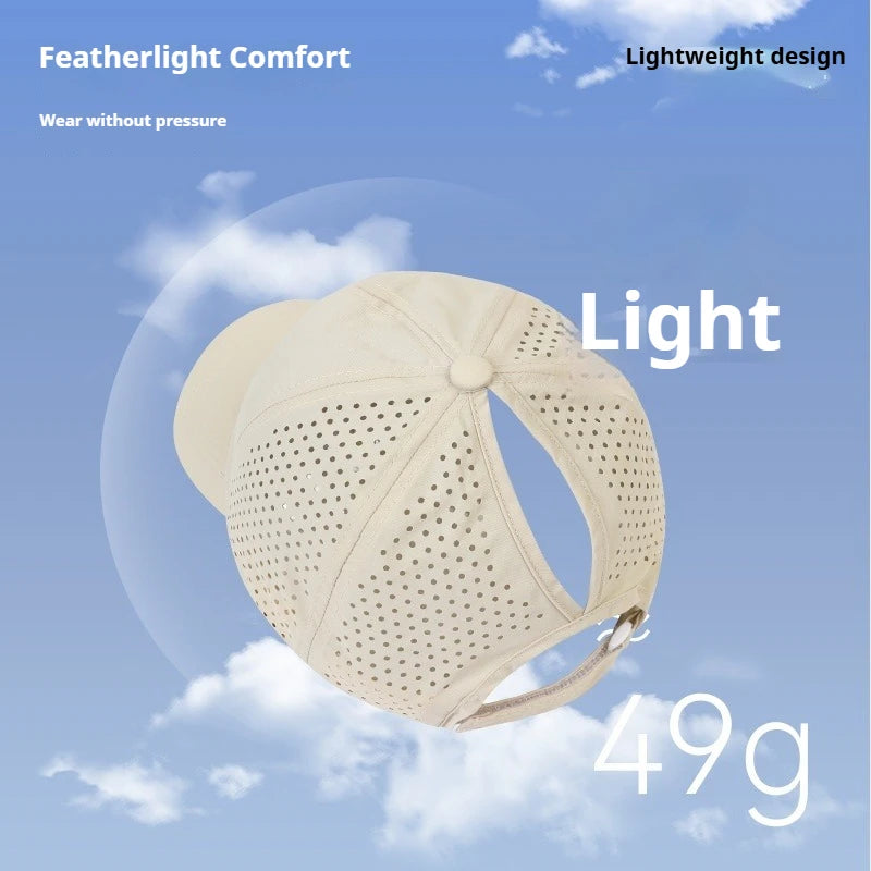 1pc Quick Drying Tongue Baseball Caps for Women Summer Protection Breathable Mesh Breathable Cap Stylish Adjustable Ponytail Hat