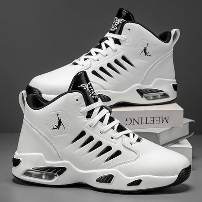 Men's High-Top Basketball Shoes with Breathable Mesh Design for Maximum Comfort, Outdoor Shock-Absorbing Running Shoes, High-Rebound Cushioning Technology for Smoother and More Comfortable Running, Enhanced Support, Stylish