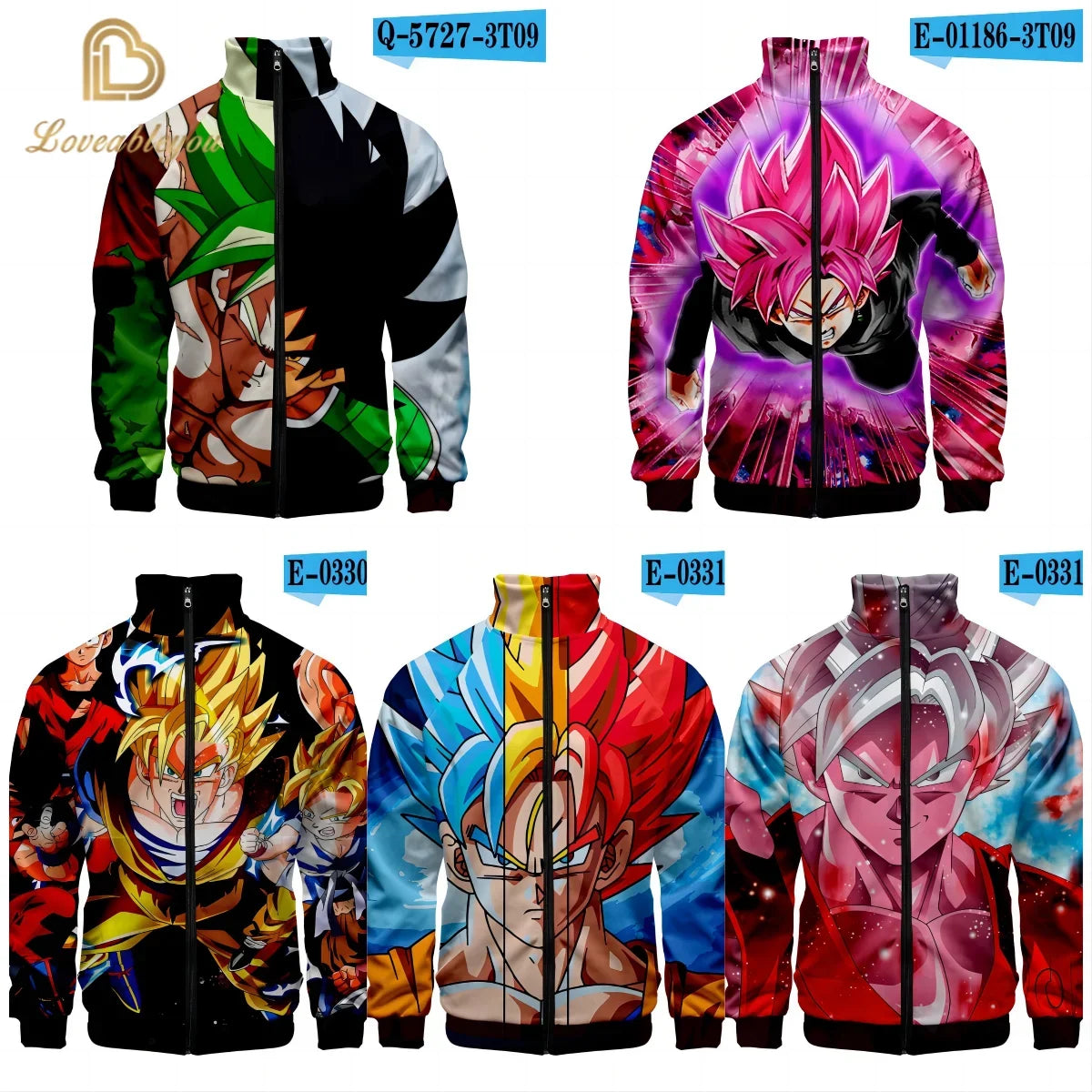 New Fashion Dragon Ball Print Stand Collar Zipper Hoodie Men Women Zipper Hoodies Jackets Long Sleeve Sport Hip Hop Sweatshirts