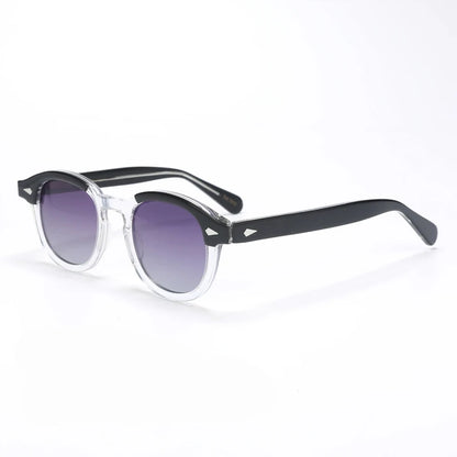 Ochelari de soare polarizați pentru bărbați și femei, stil Johnny Depp Lemtosh, ochelari de soare retro cu ramă rotundă din acetat și lentile UV400, Oculos