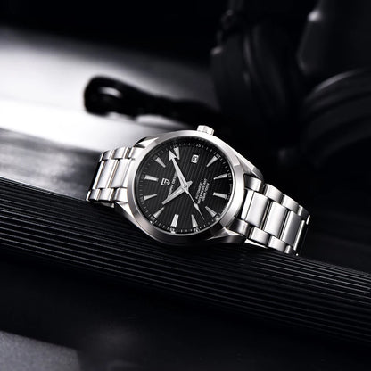 Relógio de luxo para homem PAGANI DESIGN – Modelo automático mecânico (calibre 8215), em aço inoxidável, estanque, com indicador de data e ponteiros luminescentes