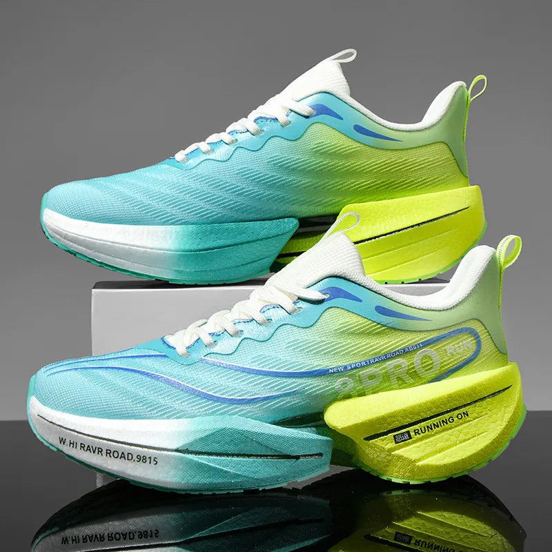 New Men's Carbon Plate Sneakers, Outdoor Soft Sole Mesh Sports Shoes, Running Shoes, Lightweight, Anti-Slip, Casual Couple Tennis Shoes