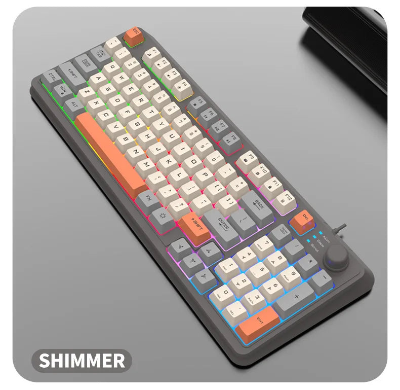 Keyboard K81 Gaming Keyboard 81 Key 80% Layout Spanish Russian Korean Arabic Keyboard USB Wired RGB Light Volume Knob Ergonomics