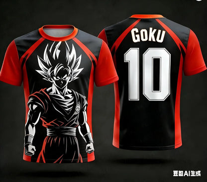 New Dragon Ball Z NO.10 Goku Anime Football Jersey 2026 Summer Plus Size Breathable Jersey Cosplay Short Sleeve T-shirt Y2k
