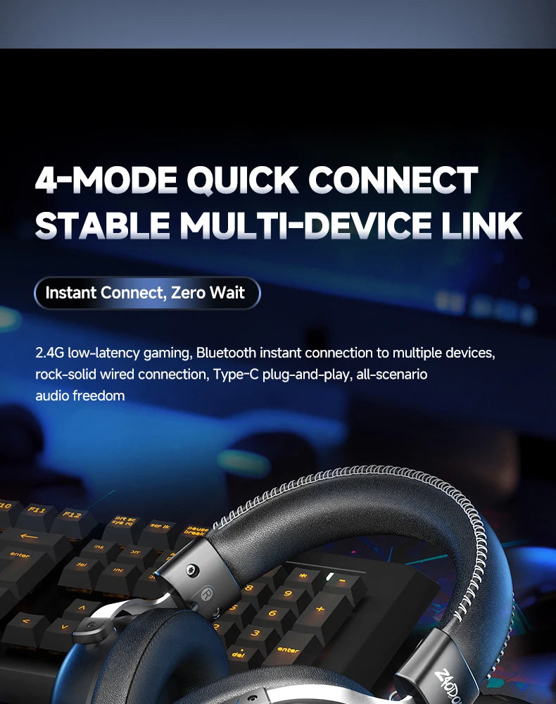 HaaYot Professional Wireless Gaming Bluetooth 6.0 Headset,7.1 Virtual Surround Sound,Low Latency 15ms for PC,PS5,Mobile,Switch