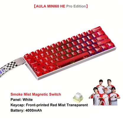 AULA MINI60 HE Tri-Mode Wireless Mechanical Keyboard Magnetic Switch 8000Hz Polling Rate RGB Backlit FPS Esports Gamer Keyboard