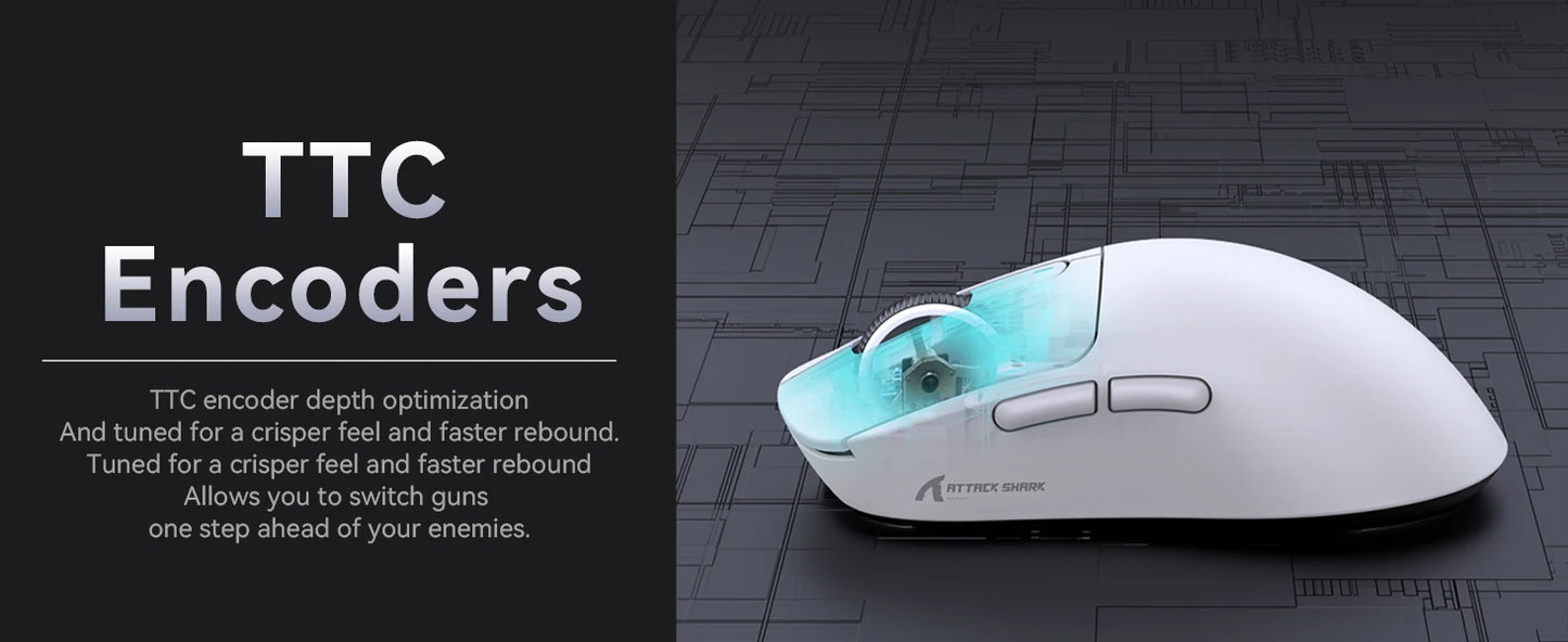 ATTACK SHARK X3 Wireless Gaming Mouse, 49g Ergonomic PC Mouse, Triple Modes PAW3395 26K DPI Optical Sensor, Programmable Buttons