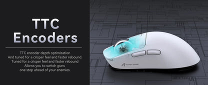 ATTACK SHARK X3 Wireless Gaming Mouse, 49g Ergonomic PC Mouse, Triple Modes PAW3395 26K DPI Optical Sensor, Programmable Buttons