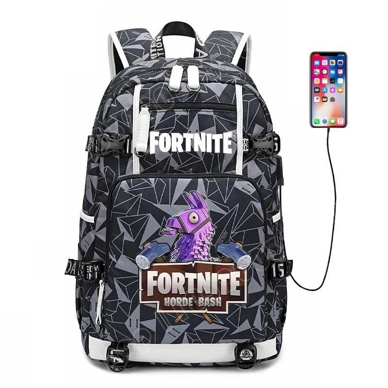 Mochila escolar para estudante com estampado do jogo Fortnite, para rapazes e raparigas, grande capacidade, impermeável, leve e resistente, presente de aniversário
