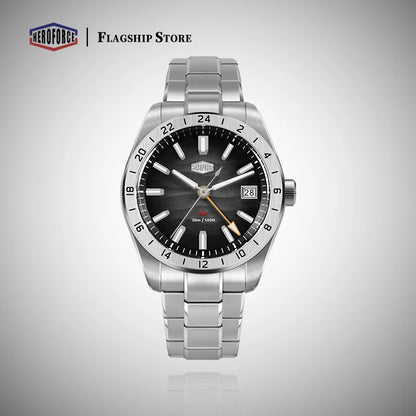 HEROFORCE Quality Original GMT Men Clock Waterproof Luminous Date Luxury Man Watch Stainless Steel Quartz Men's Watches Male