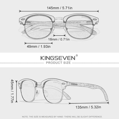 KINGSEVEN Ochelari de soare din lemn de nuc negru, pentru femei și bărbați, polarizați, stil vintage, protecție UV400, pentru călătorii, model W5516