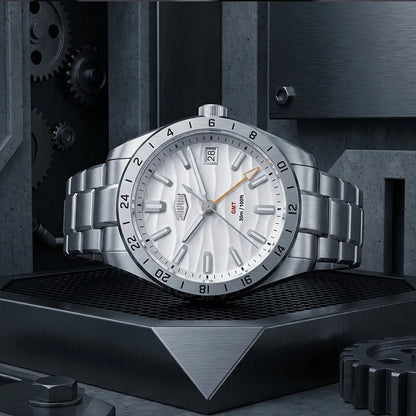 HEROFORCE Quality Original GMT Men Clock Waterproof Luminous Date Luxury Man Watch Stainless Steel Quartz Men's Watches Male