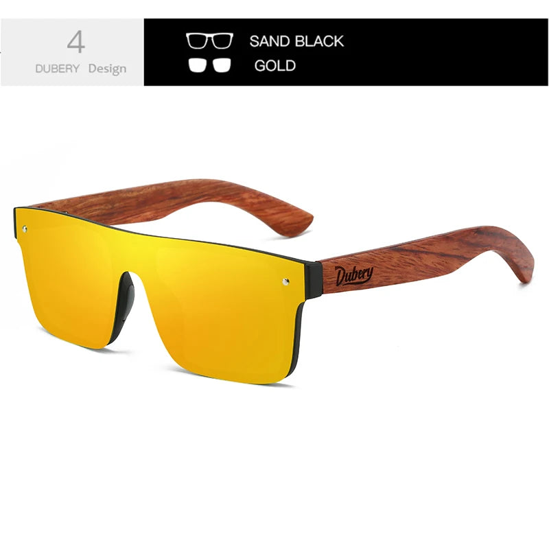 Ochelari de soare DUBERY din lemn, polarizați, cu protecție UV400, pentru bărbați și femei, 6 culori, modelul 219
