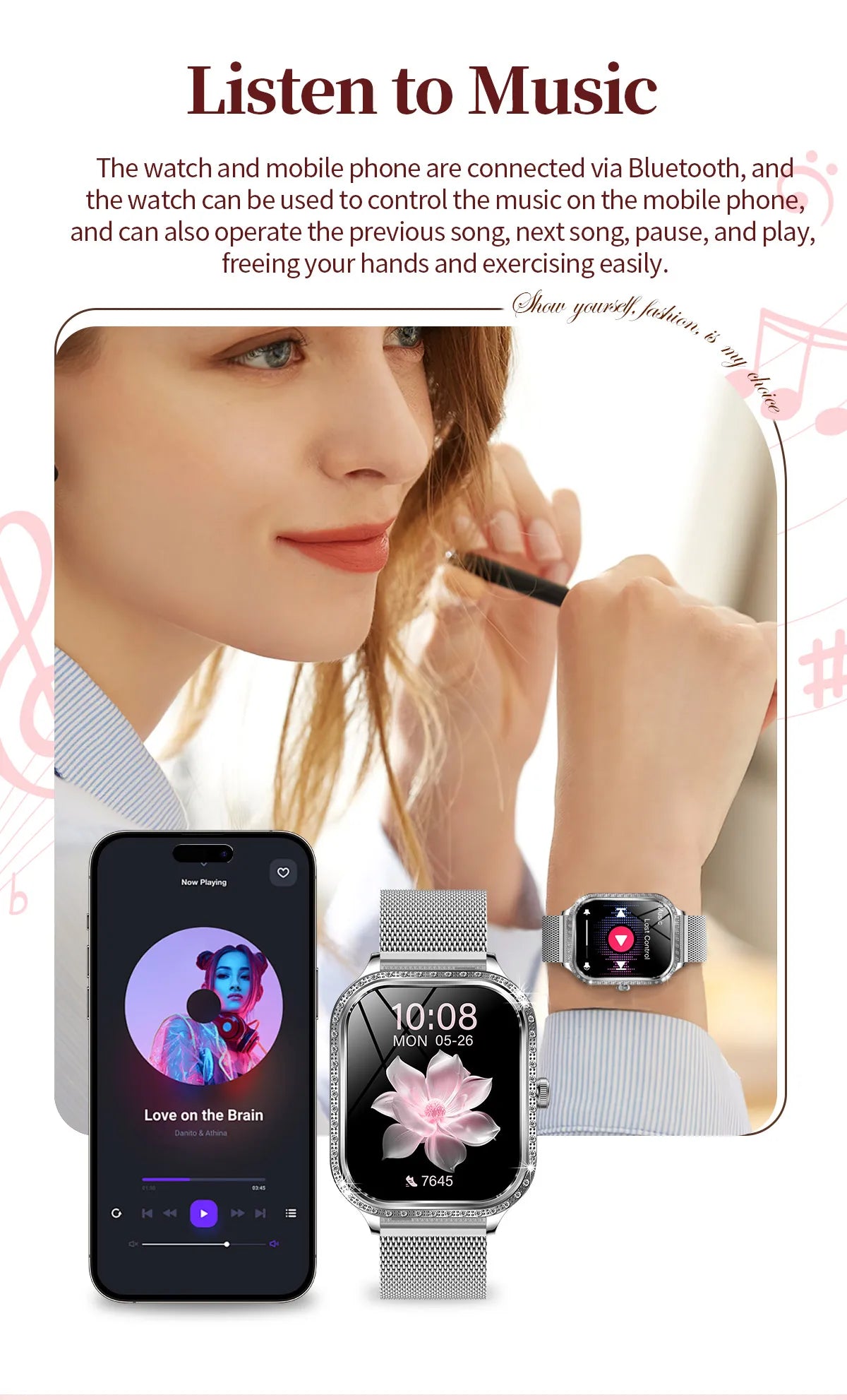 LIGE New Luxury Smart Watch Heart Rate Monitor Fashion Ladies Bracelet 2024 Bluetooth Call Smartwatch Womoen For Android IOS