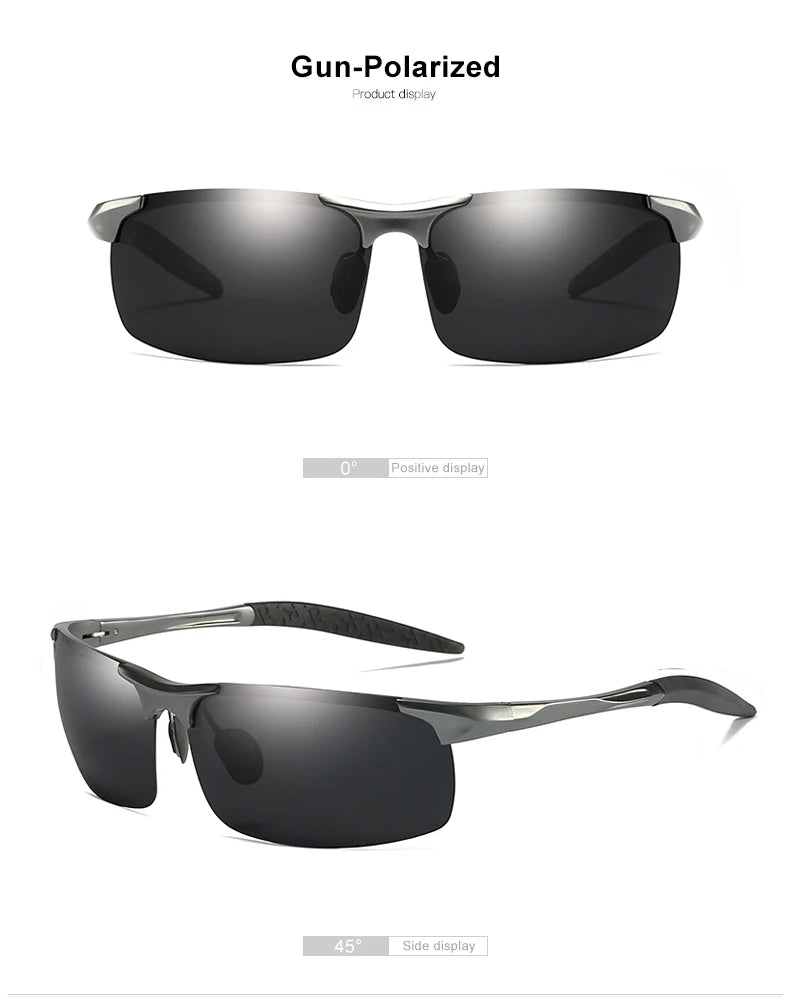 Ochelari de soare polarizați pentru bărbați marca CLLOIO, ramă din aluminiu, UV400, anti-orbire, ochelari de soare pentru bărbați, ochelari de condus, fără ramă, Oculos De Sol