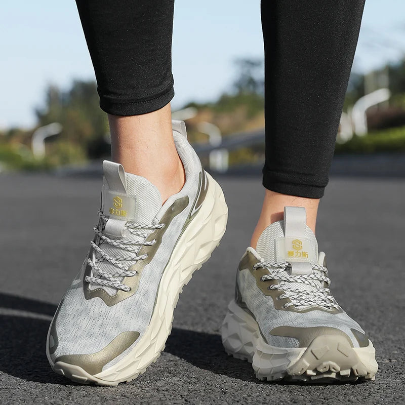 Unisex Running Shoes, Mesh Breathable Anti-Slip Lightweight Casual Sports Sneakers, Grip Comfortable Outdoor Trainer Footwear