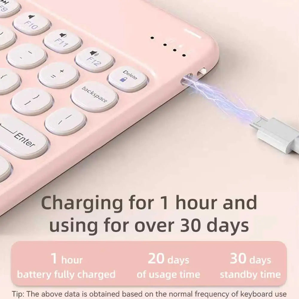 10 in Wireless Keyboard For Apple Xiaomi Huawei Samsung Bluetooth Mouse For iOS Android Windows System Round Keycaps Big Battery