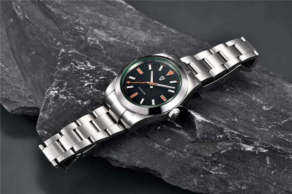 PAGANI DESIGN 2026 New Green Glass Men's Mechanical Watches Automatic Watch Men AR Sapphire crystal Stainless steel Wristwatch