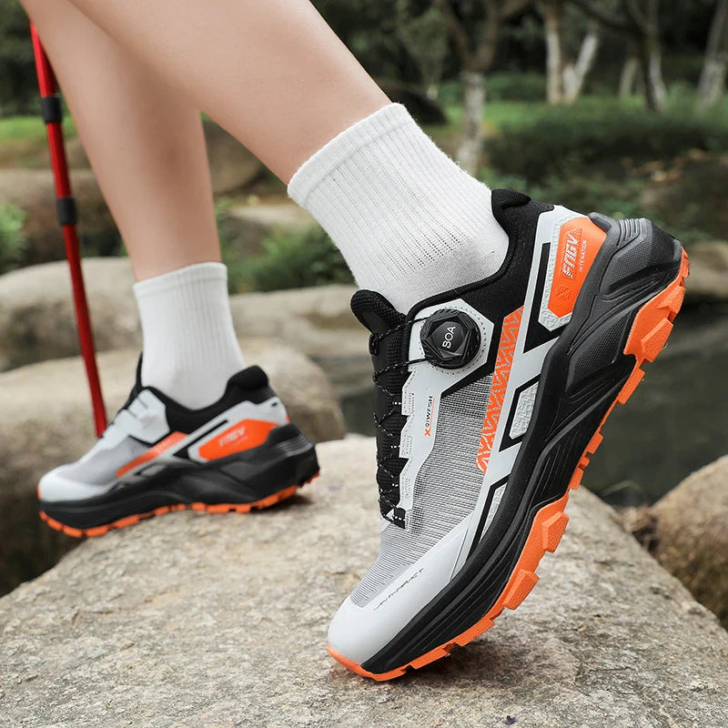 Zapatillas de running para hombre de primavera y verano, calzado de senderismo para exteriores, zapatillas de trail resistentes al desgaste con cierre BOA, transpirables, de estilo deportivo y casual