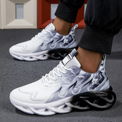 Fashion Gradient Women’s and Men’s Sneakers Woven Cushion Sole Sports Casual Shoes Unisex Lace-Up Lightweight Breathable Shoes