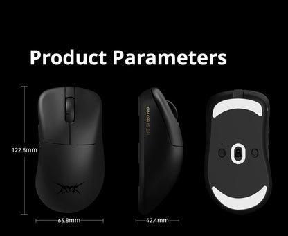 Rato Gaming Sem Fios ATK Z1 Pro Max Ultra com Pé Personalizado, PAW3950 Ultra Smart Speed Wireless, Taxa de Polling 8k e Baixa Latência de 0.39ms