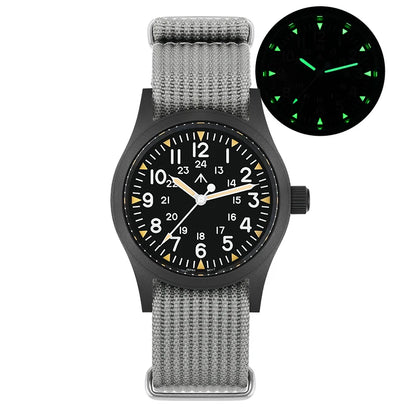 Militado ML05 Military Watch VH31 Sweep Movement Domed Sapphire Crystal Wristwatch High Clear AR Coating 38mm Vintage Watches
