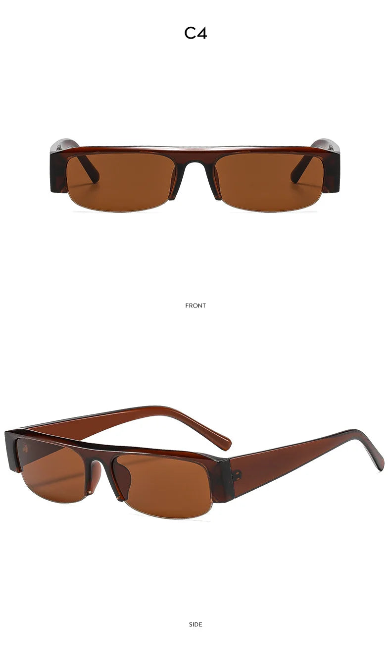 ochelari de soare vintage, mici, dreptunghiulari, cu jumătate de ramă, negri, cu lentile în degrade leopard, pentru femei, ochelari de soare la modă pentru condus