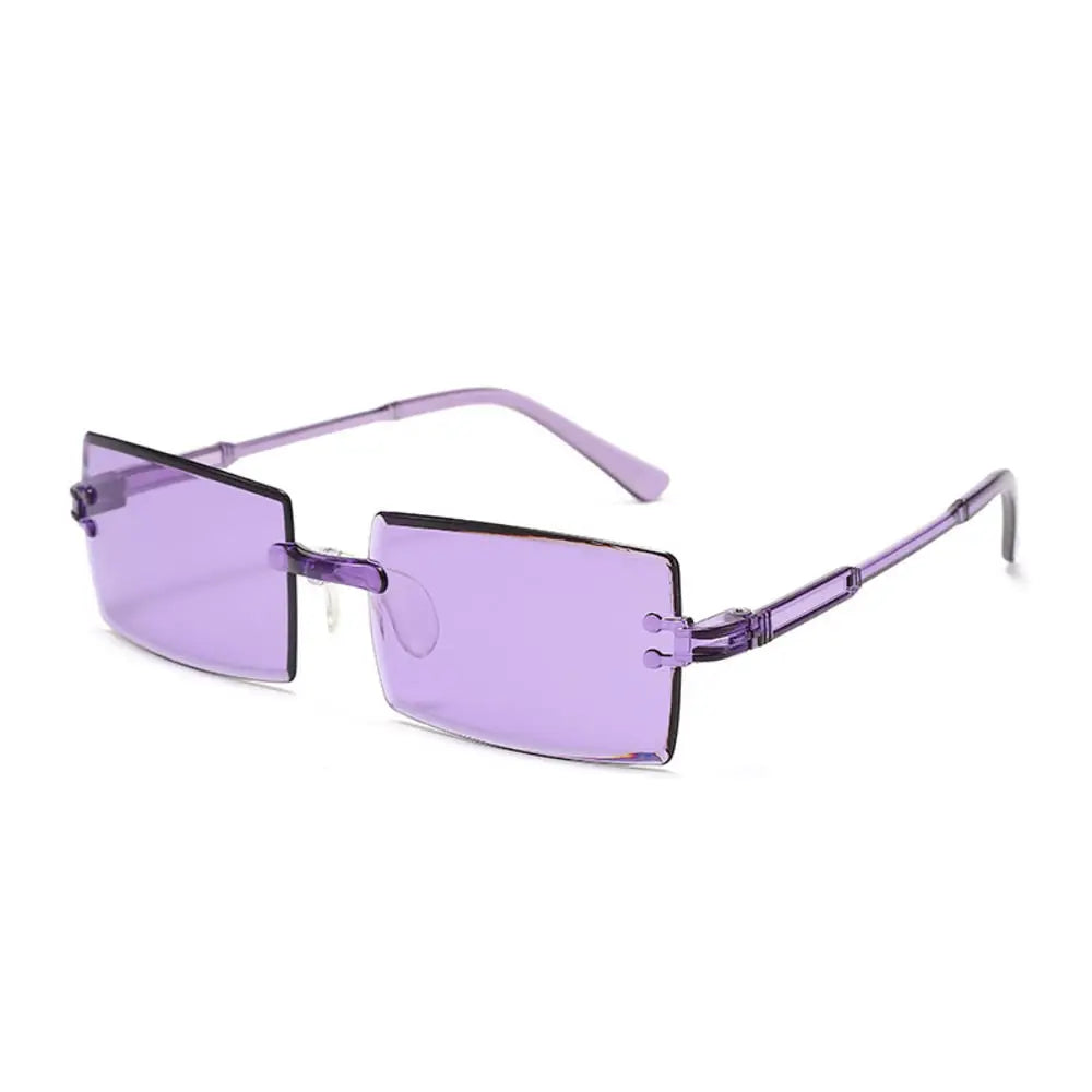 Ochelari de soare vintage, fără ramă, cu margini tăiate, ochelari de soare de designer, ochelari de soare de lux maro și verzi, UV400, pentru bărbați și femei