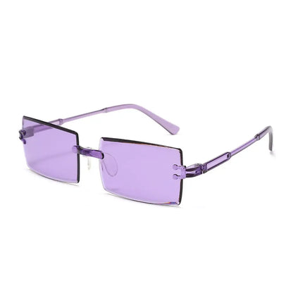 Ochelari de soare vintage, fără ramă, cu margini tăiate, ochelari de soare de designer, ochelari de soare de lux maro și verzi, UV400, pentru bărbați și femei