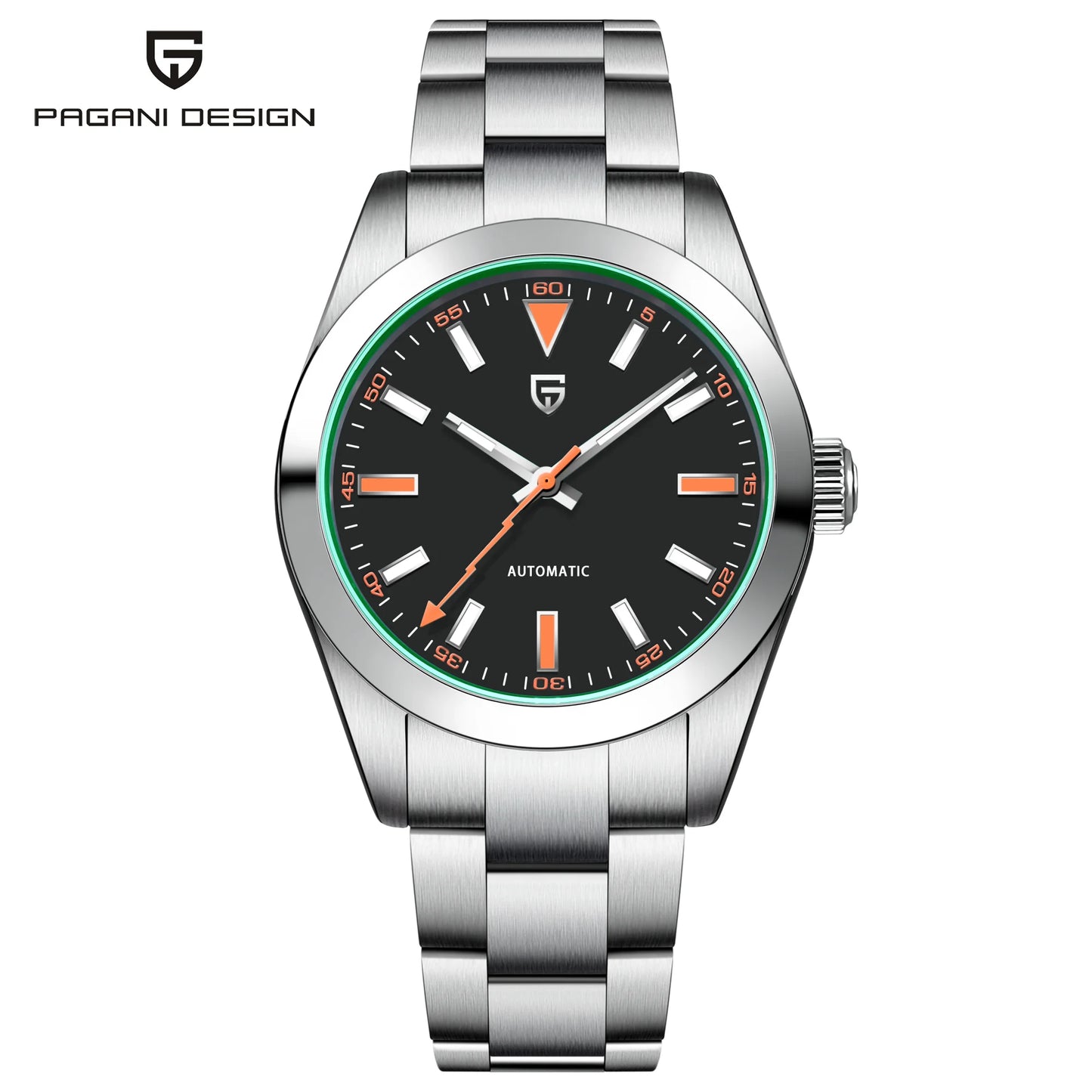 PAGANI DESIGN 2026 New Green Glass Men's Mechanical Watches Automatic Watch Men AR Sapphire crystal Stainless steel Wristwatch
