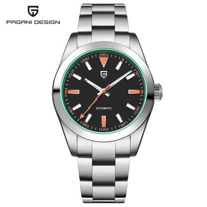 PAGANI DESIGN 2026 New Green Glass Men's Mechanical Watches Automatic Watch Men AR Sapphire crystal Stainless steel Wristwatch