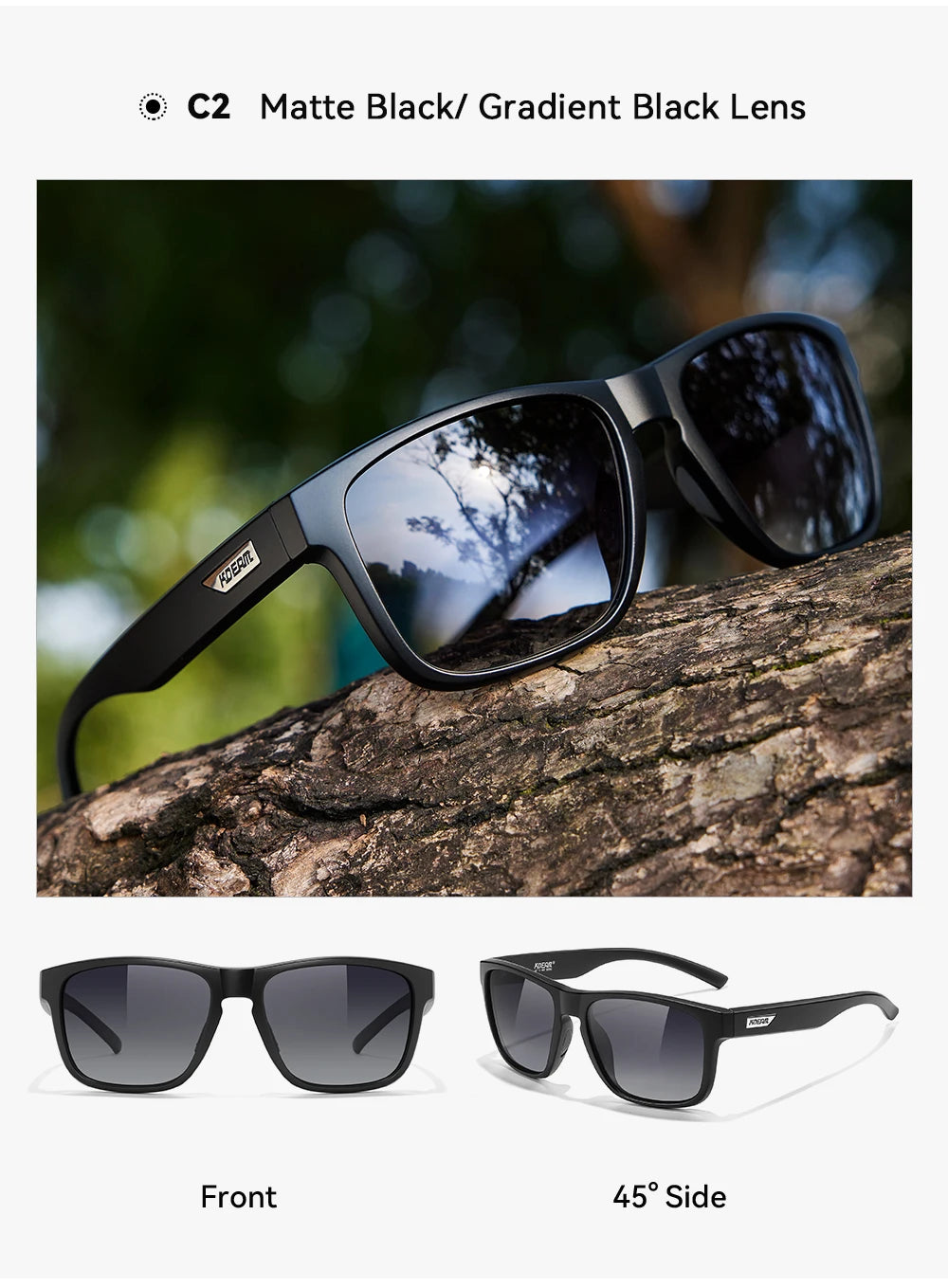 Ochelari de soare polarizați pentru bărbați KDEAM, mărime XXL, ochelari de protecție pentru sporturi în aer liber, lățime totală 155 mm, ochelari de soare extra mari